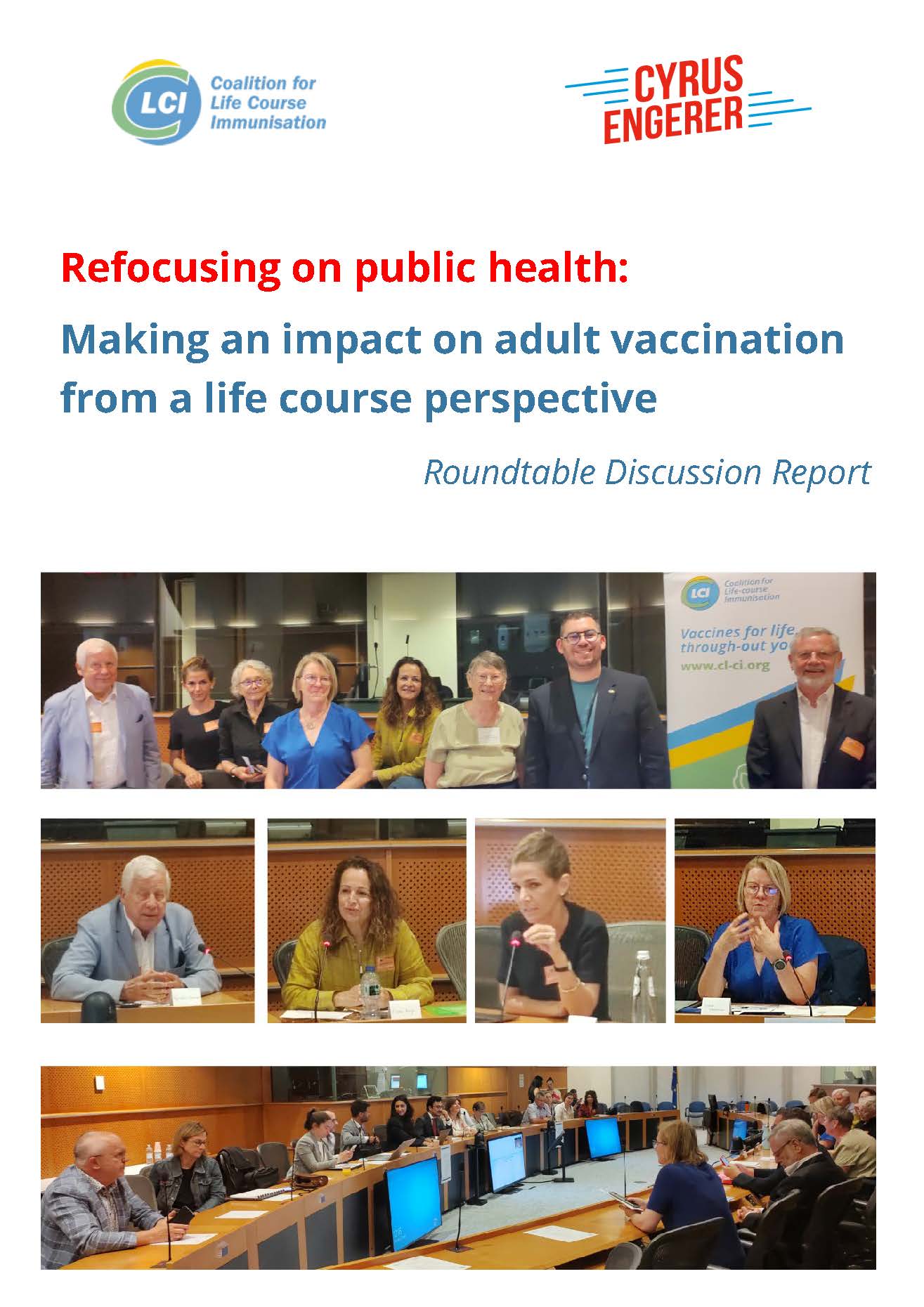 Front cover of the CLCI European Parliament roundtable on adult vaccination. 
